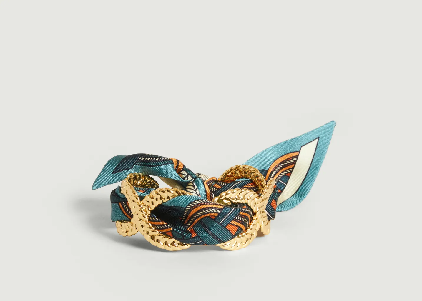 Bracelet manchette plaqué or et soie Tresse Tresse An-nee