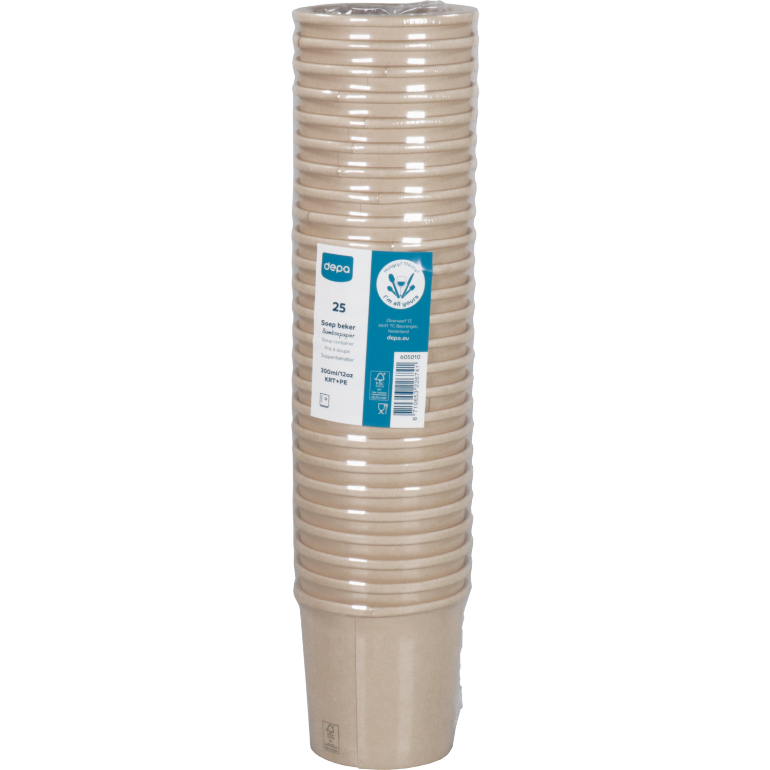 Depa, Soepbeker, Karton + PE, 300ml, 12oz, 86mm, naturel