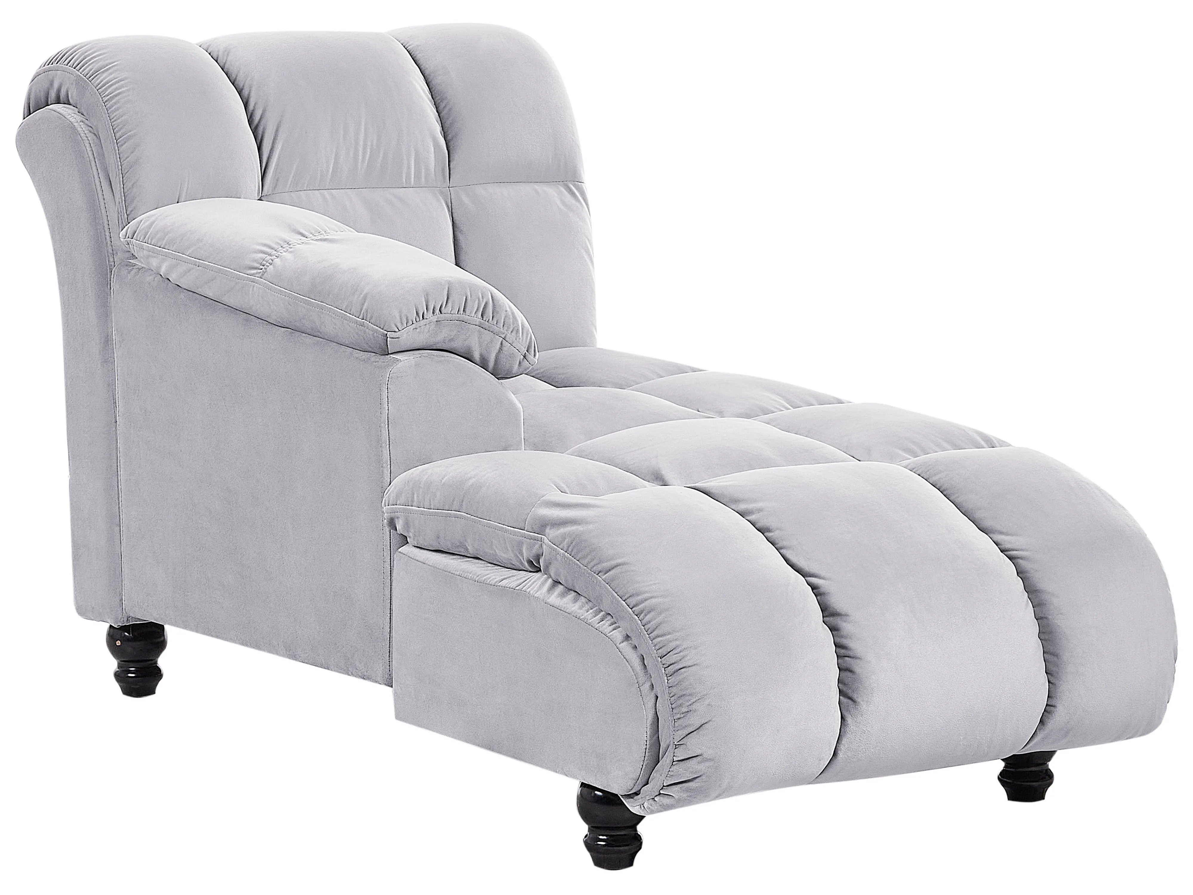Rechtszijdige chaise longue LORMONT Fluweel Lichtgrijs