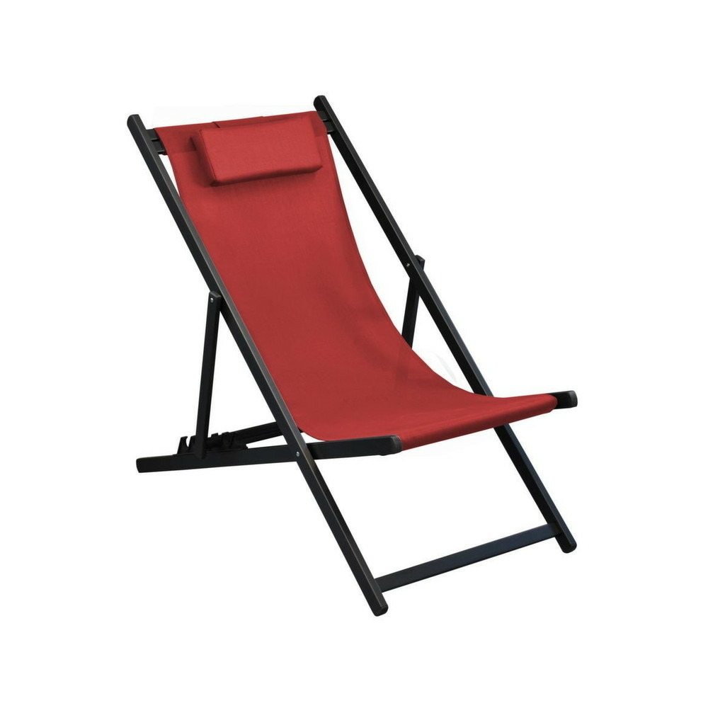 Lot de 2 chiliennes pliantes linéa - gaphite/rouge - aluminium/toile tpep