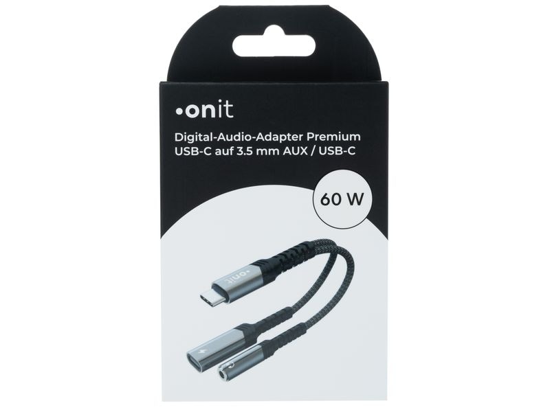 onit Digital-Audio-Adapter Premium USB-C auf 3.5 mm Klinke/ Musik hören und Gerät laden gleichzeitig – über nur einen USB-C-Anschluss