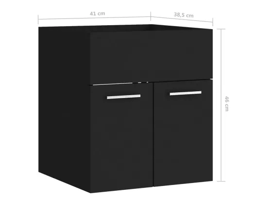 Armoire d'évier avec lavabo intégré Noir Aggloméré