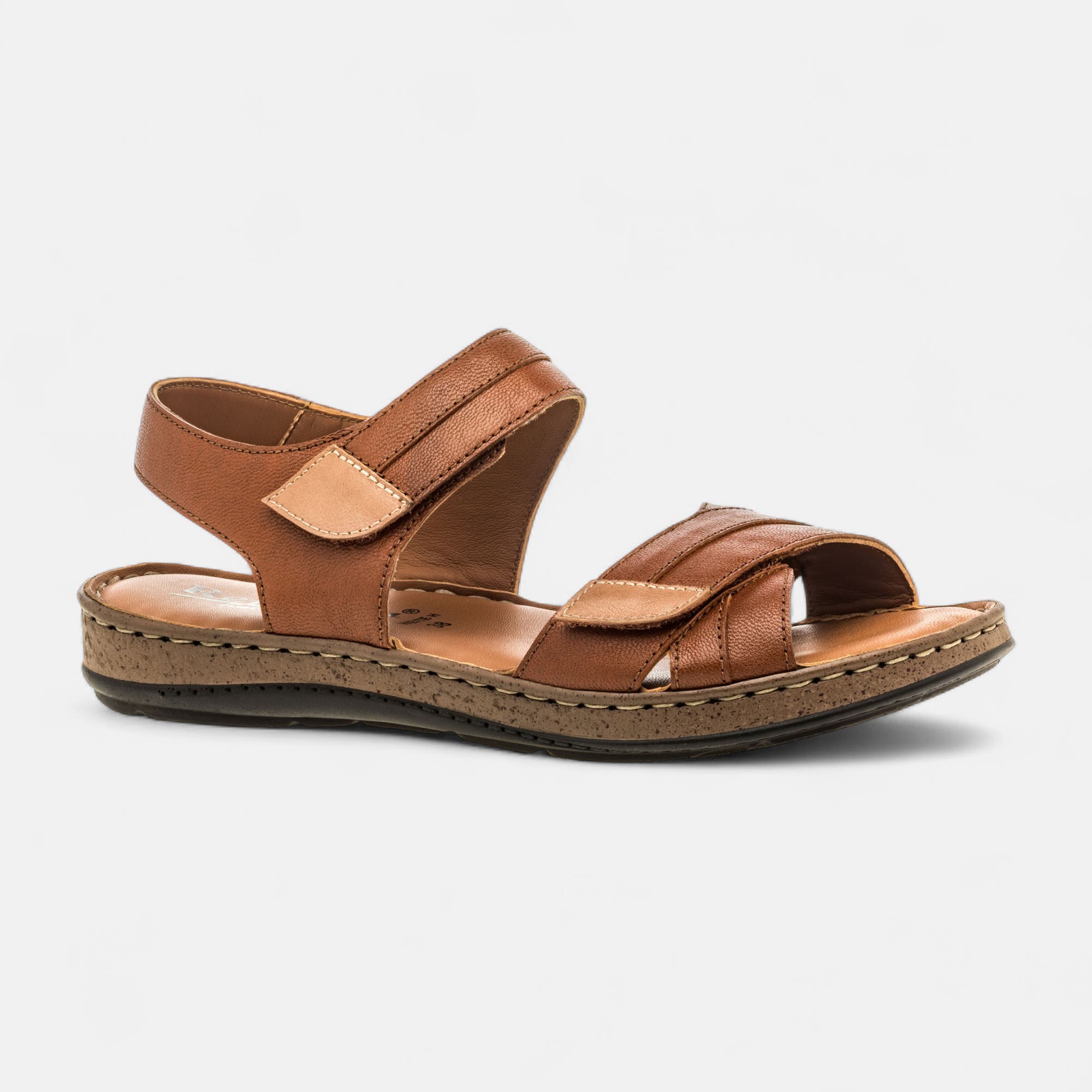 Sandales Femme en cuir cognac