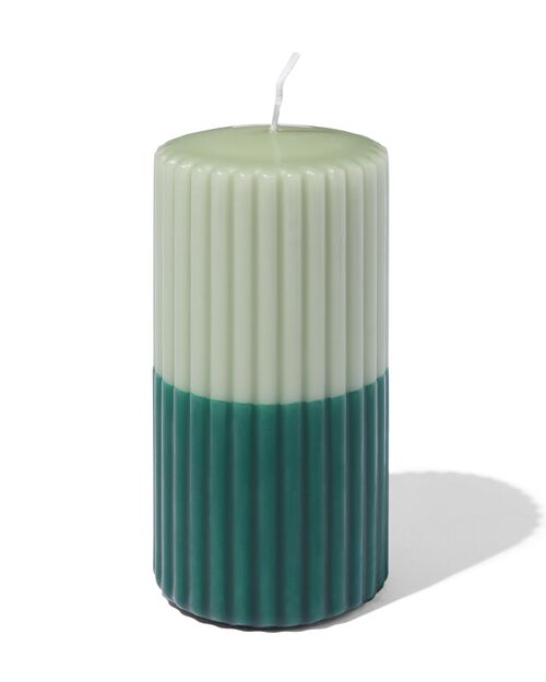 bougie brute 7 x 13 cm striée verte