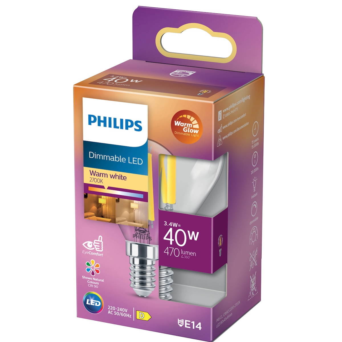 Philips Lustre LED-pære 3W E14