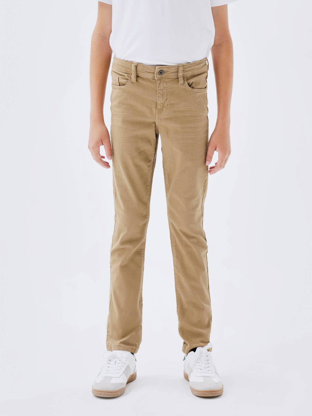 NAME IT slim fit broek NKMTHEO beige