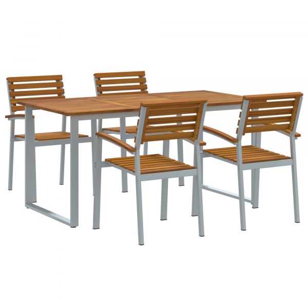 vidaXL Conjunto de Jantar de Jardim com 5 Peças em Madeira Sólida de Acácia e Metal - 3086836949