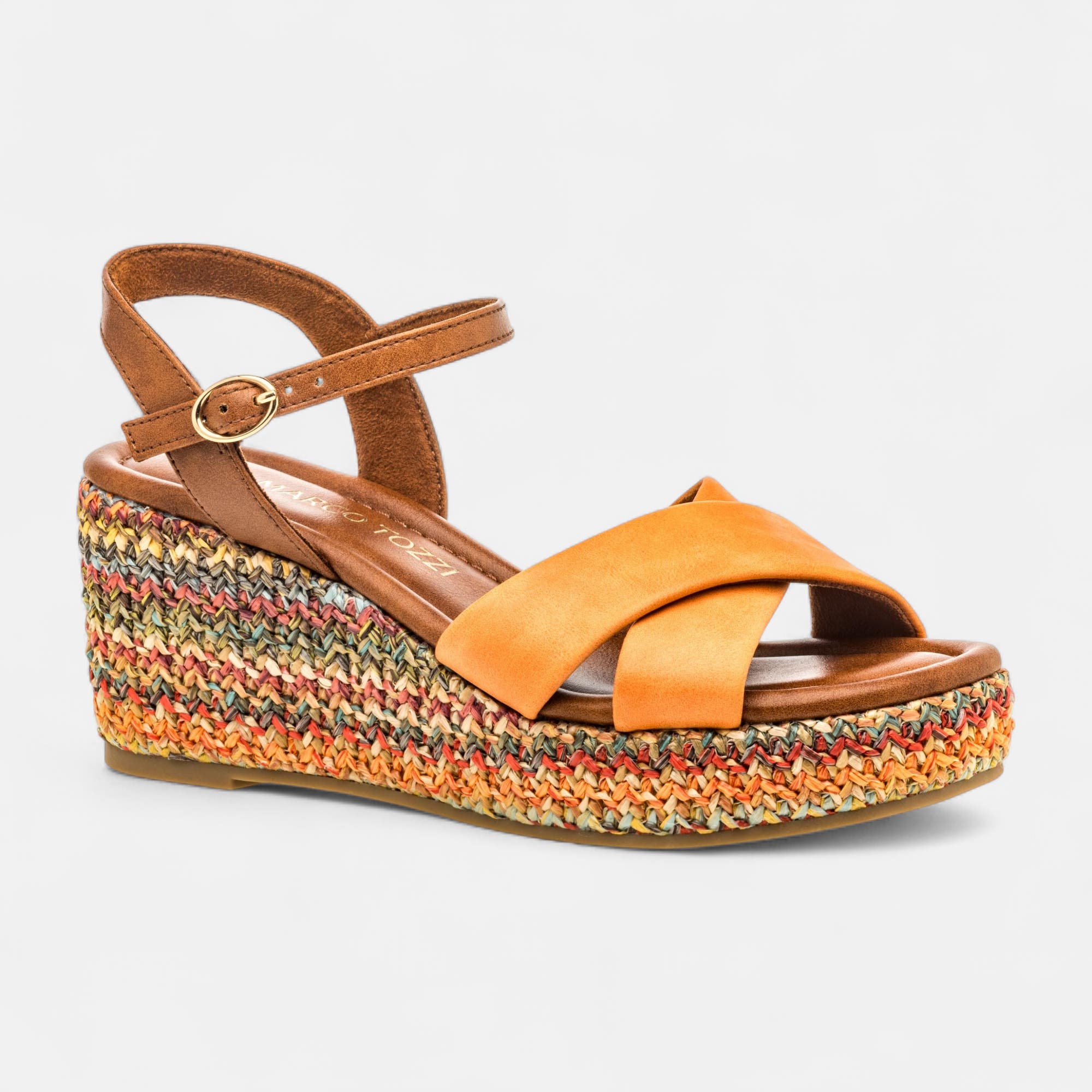 Nu-pieds à talon compensé Femme orange
