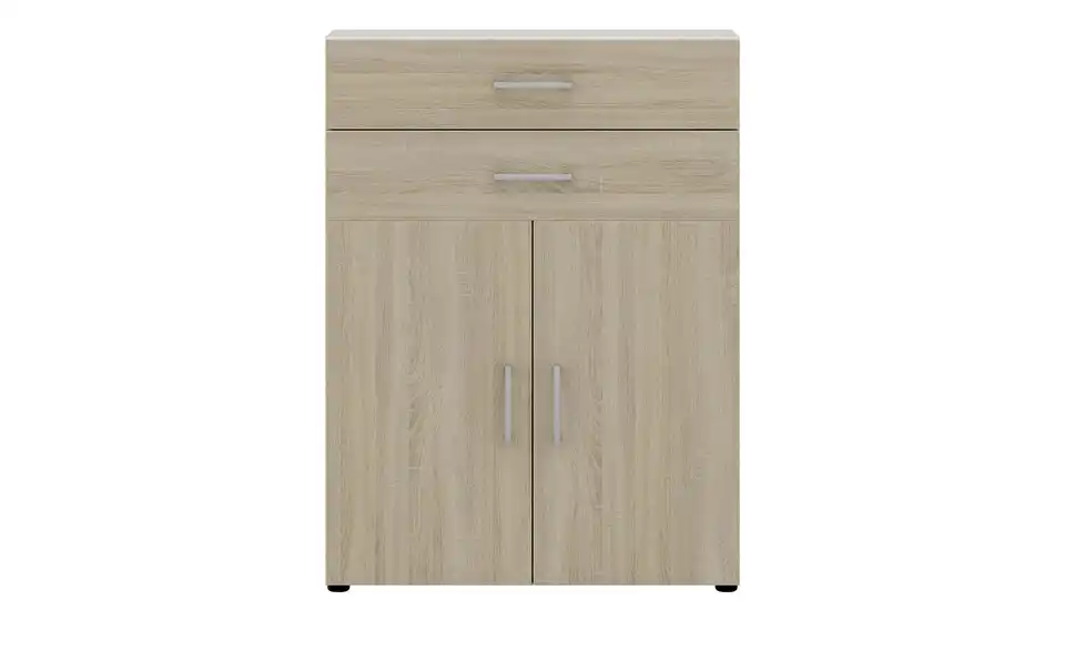 Aktenschrank Kasai 2 Türen / 2 Schubkästen 107,2 cm Weiß, Eiche Sonoma (Nachbildung)