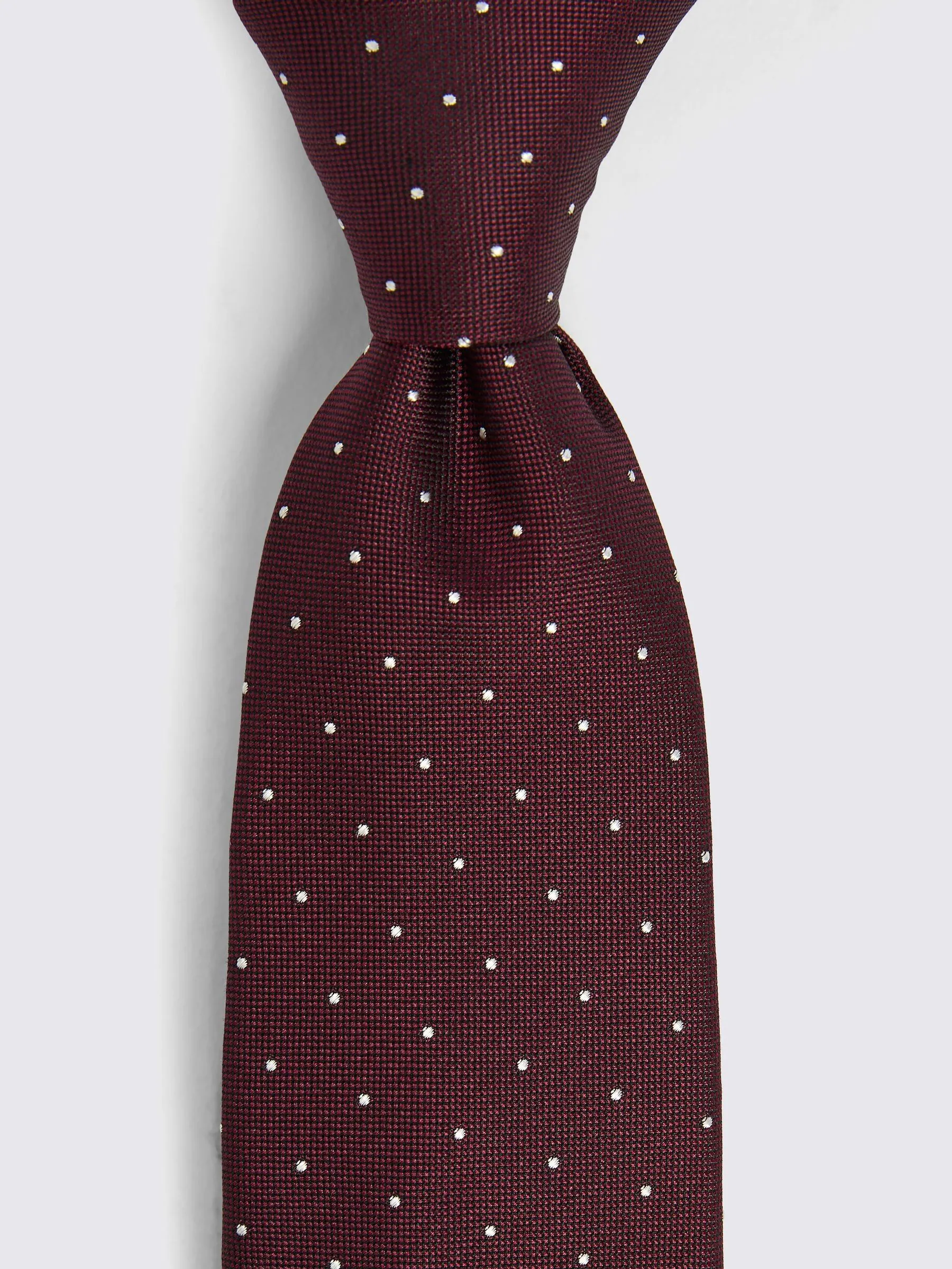 Rood - MOSS Zijden & Wol Pindot Stropdas