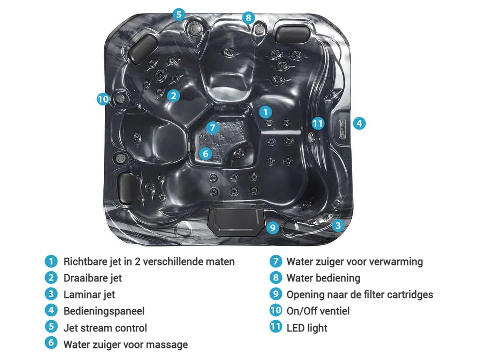 Buiten hottub met LED LASTARRIA Grafietgrijs