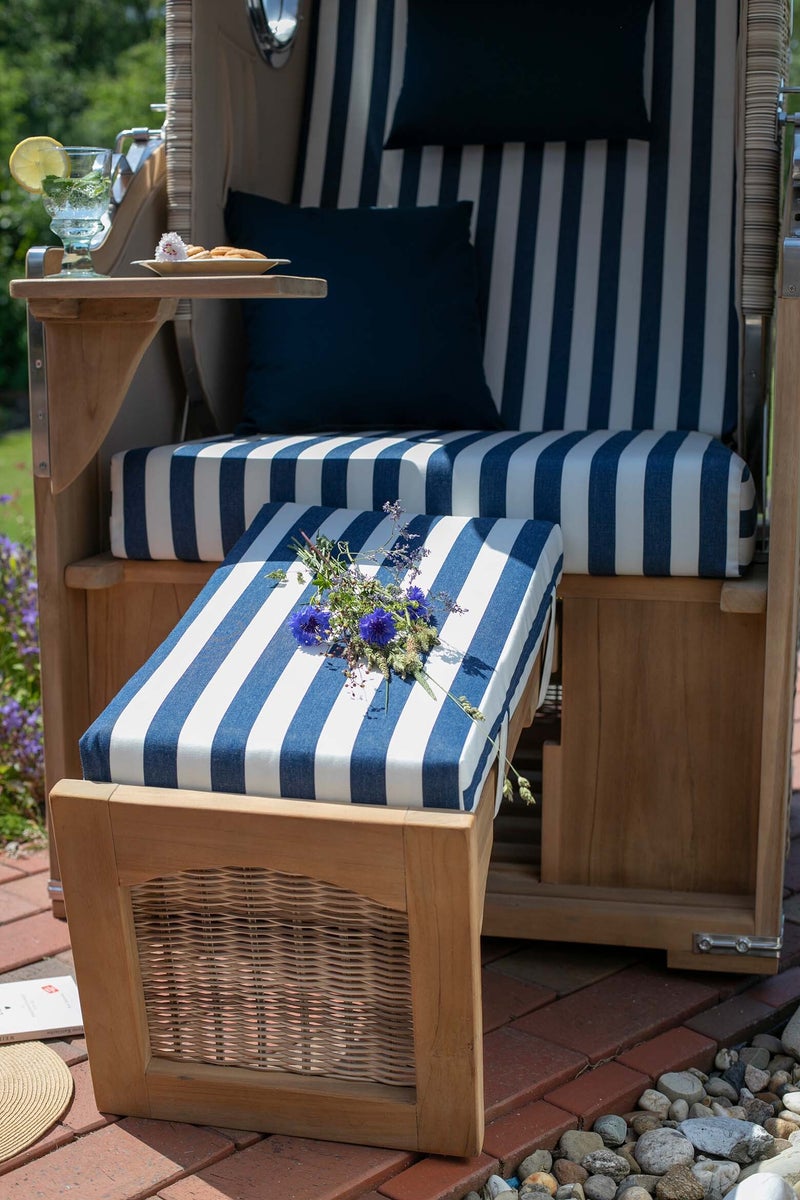 Strandstoel Rantum enkele patrijspoort teak PE schelp design 500