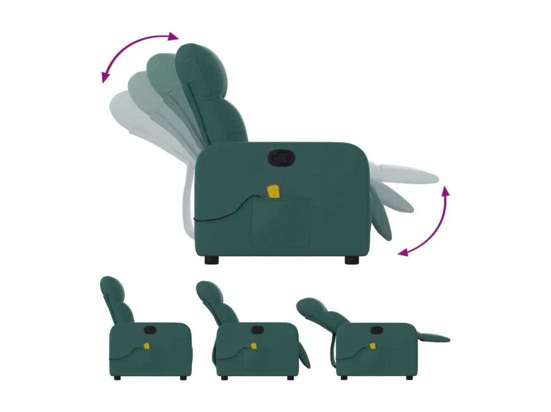 Fauteuil massant inclinable Vert foncé Tissu