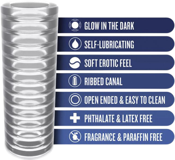 RIZE Rize - Ribz Glow in the Dark Masturbator - Clear Transparent