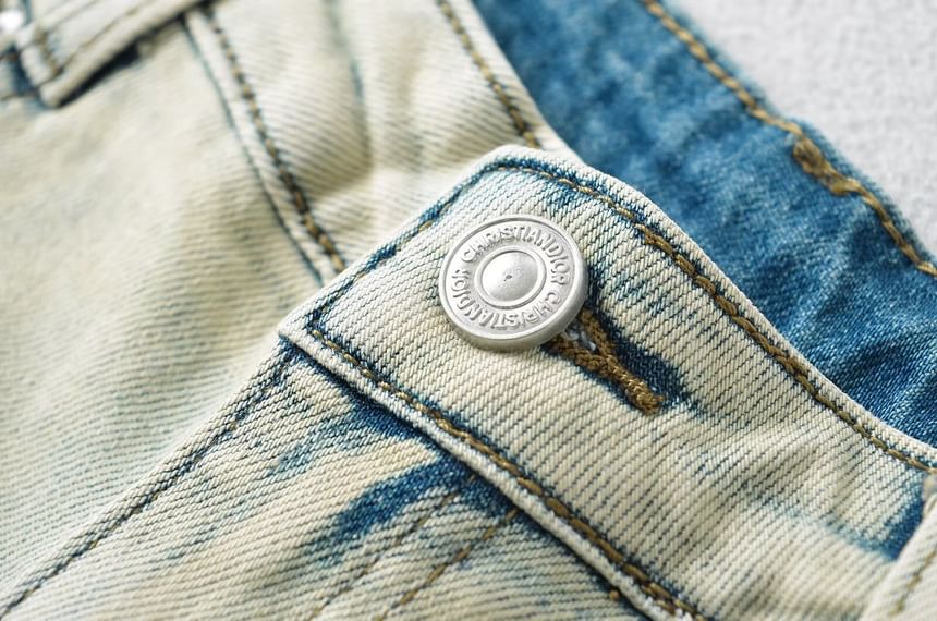 Firebird - Laag uitgesneden denim minirok met geruit paneel