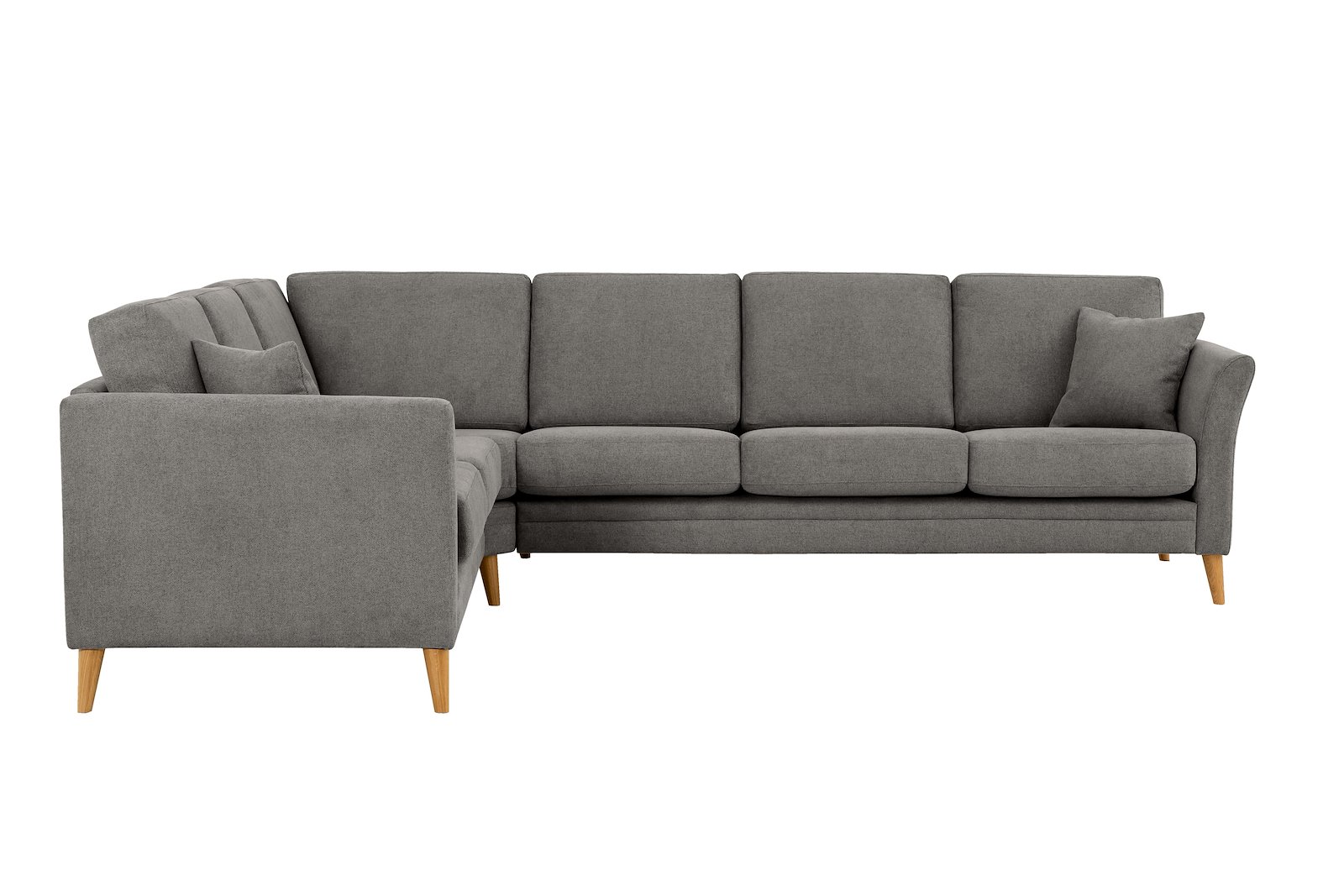 Eden hjørnesofa 23 hjørne i tekstil Brooklyn 3 Grey med ben i eik natur (15137).