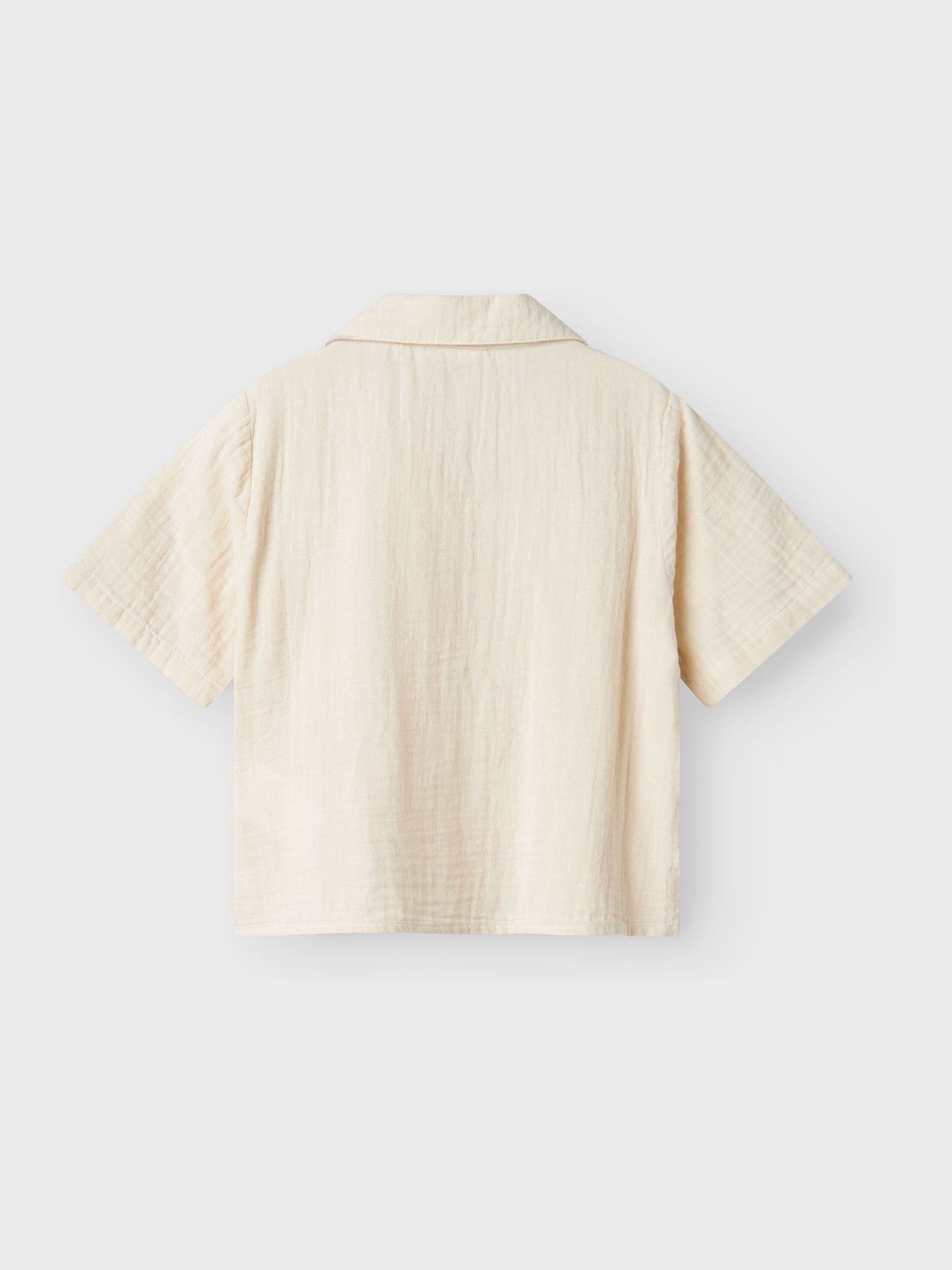 Wit chroom - Name It 100% katoenen linnenlook overhemden met trekkoordsluiting