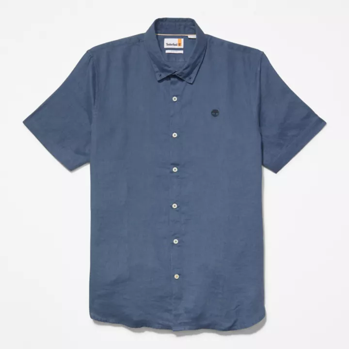 Chemise en lin Mill Brook pour homme en bleu