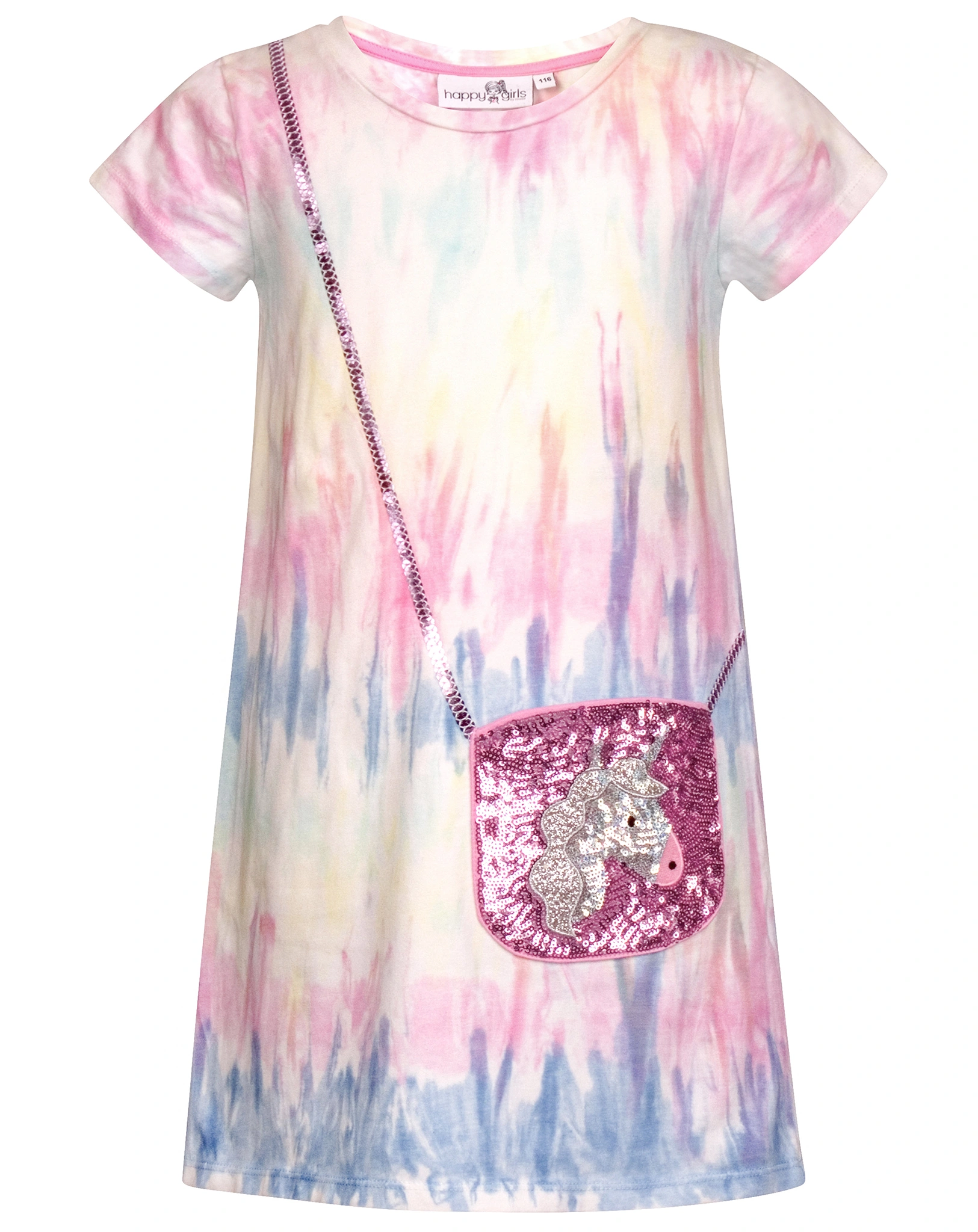 Shirtkleid BATIK UNICORN mit Pailletten in bunt