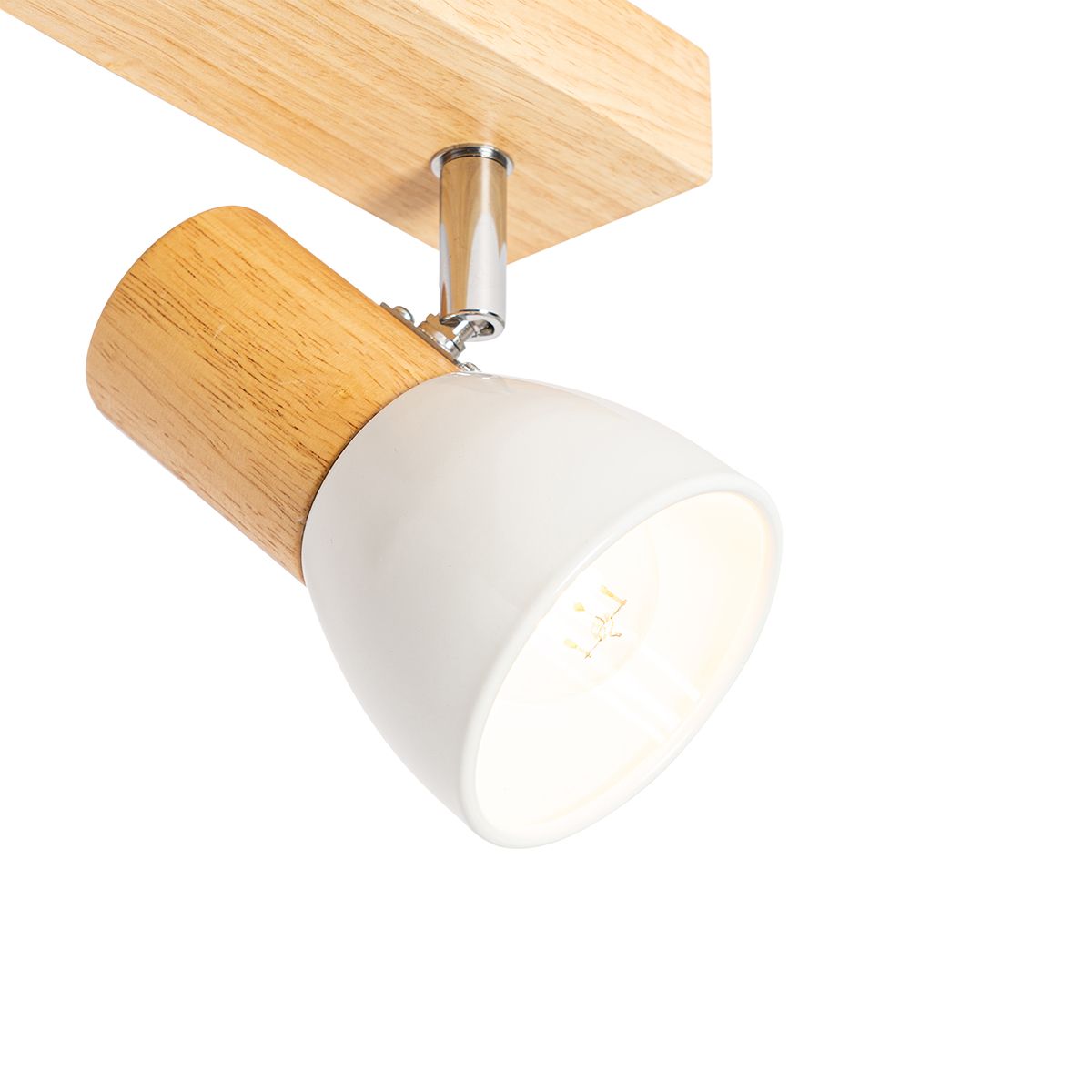 Plafondspot hout met wit verstelbaar 3-lichts - Thorin