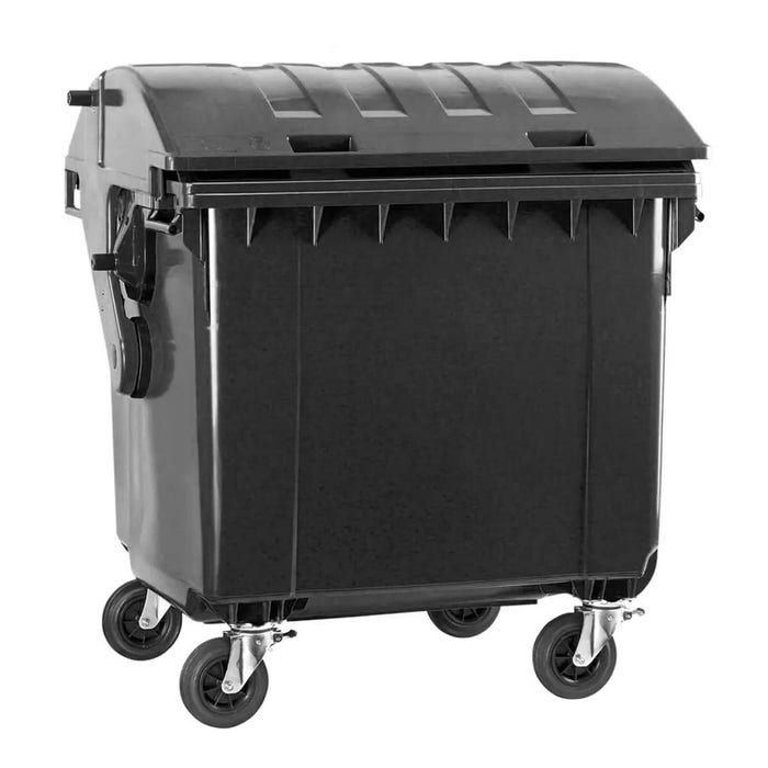 Afvalcontainer 1100 liter grijs rond deksel - kindveilige sluiting (6097141958943)