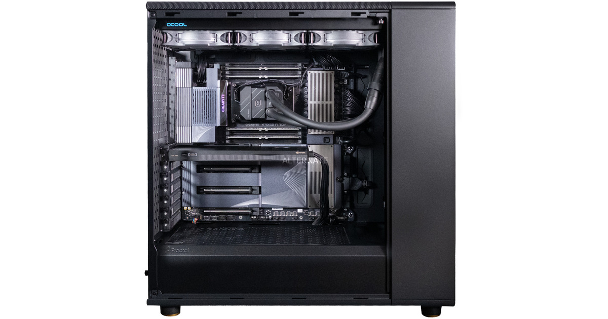 ALTERNATEWorkstation Expert Threadripper 9960X pc-systeem  (Zwart | Ryzen Threadripper 9960X | Quadro 4000 | 128 GB | 2 TB SSD)