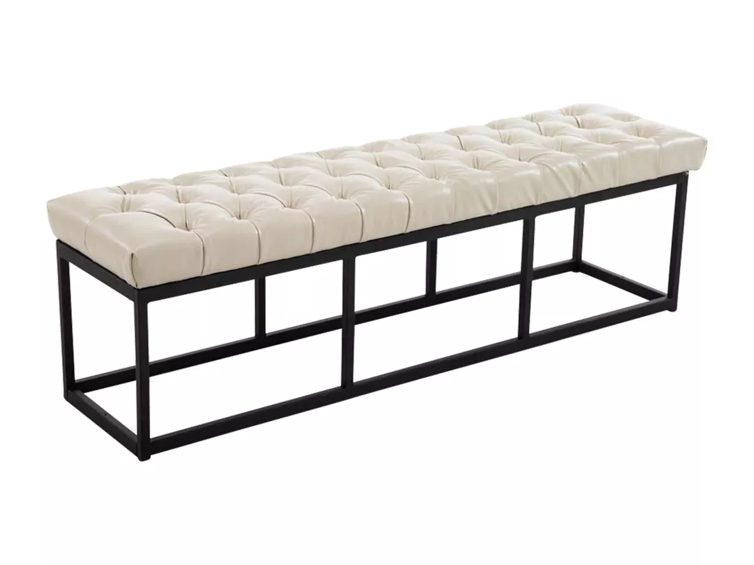 Banquette - Similicuir & Métal noir mat - Crème - Amun