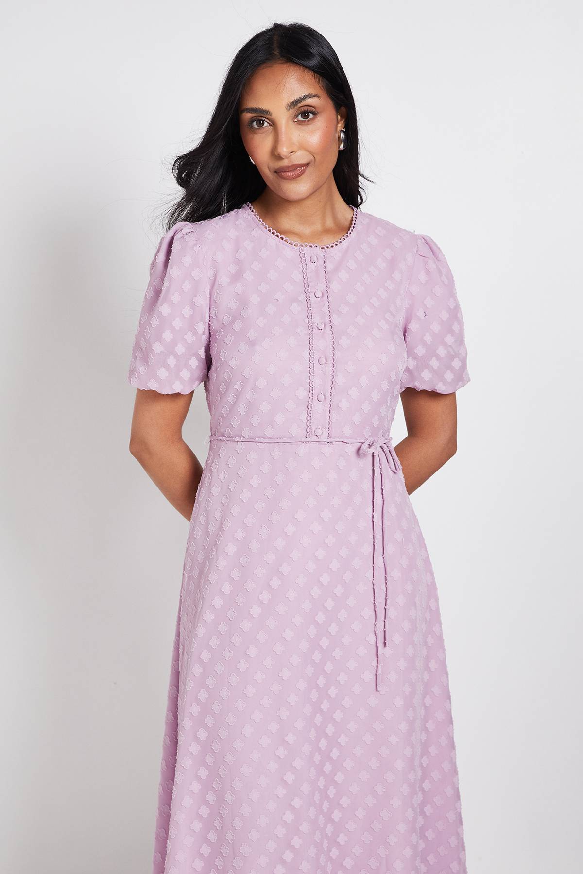 Wallis Robe Midi À Boutons Et Fleurs 3D Petite