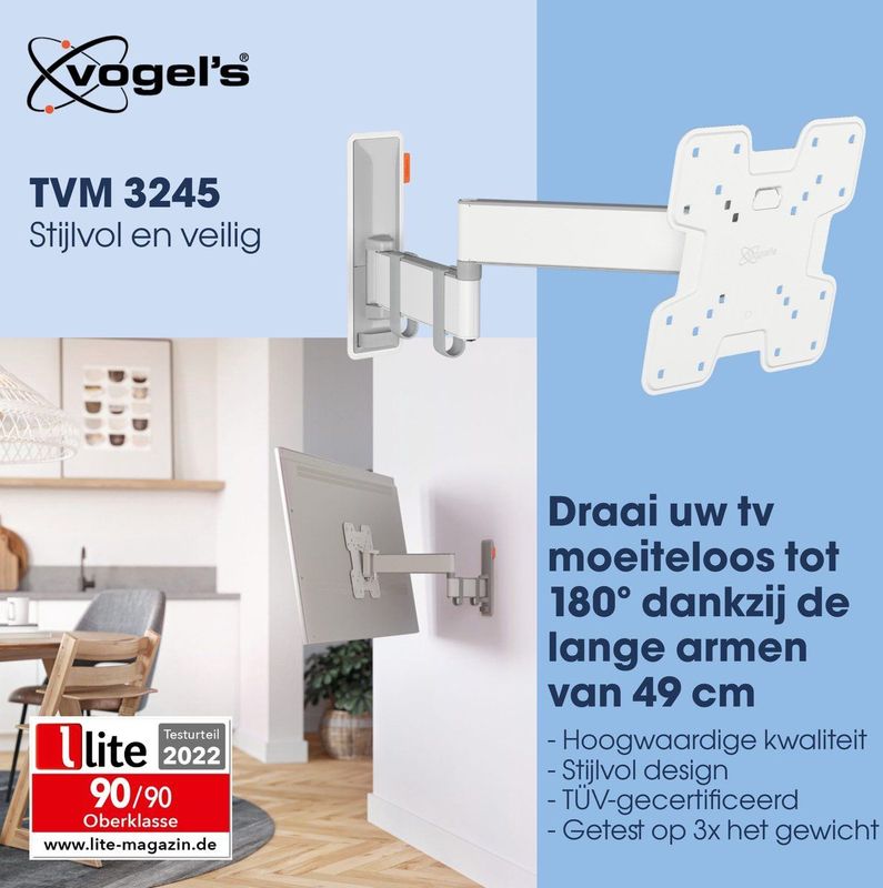 Vogel's - COMFORT TVM 3245 - Draai- en Kantelbare TV-Beugel - Zwart - VESA 200x200