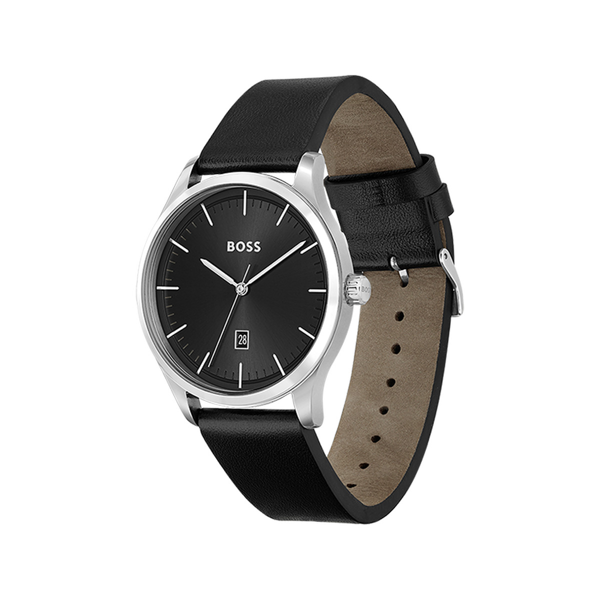 Montre BOSS Reason homme acier bracelet cuir noir