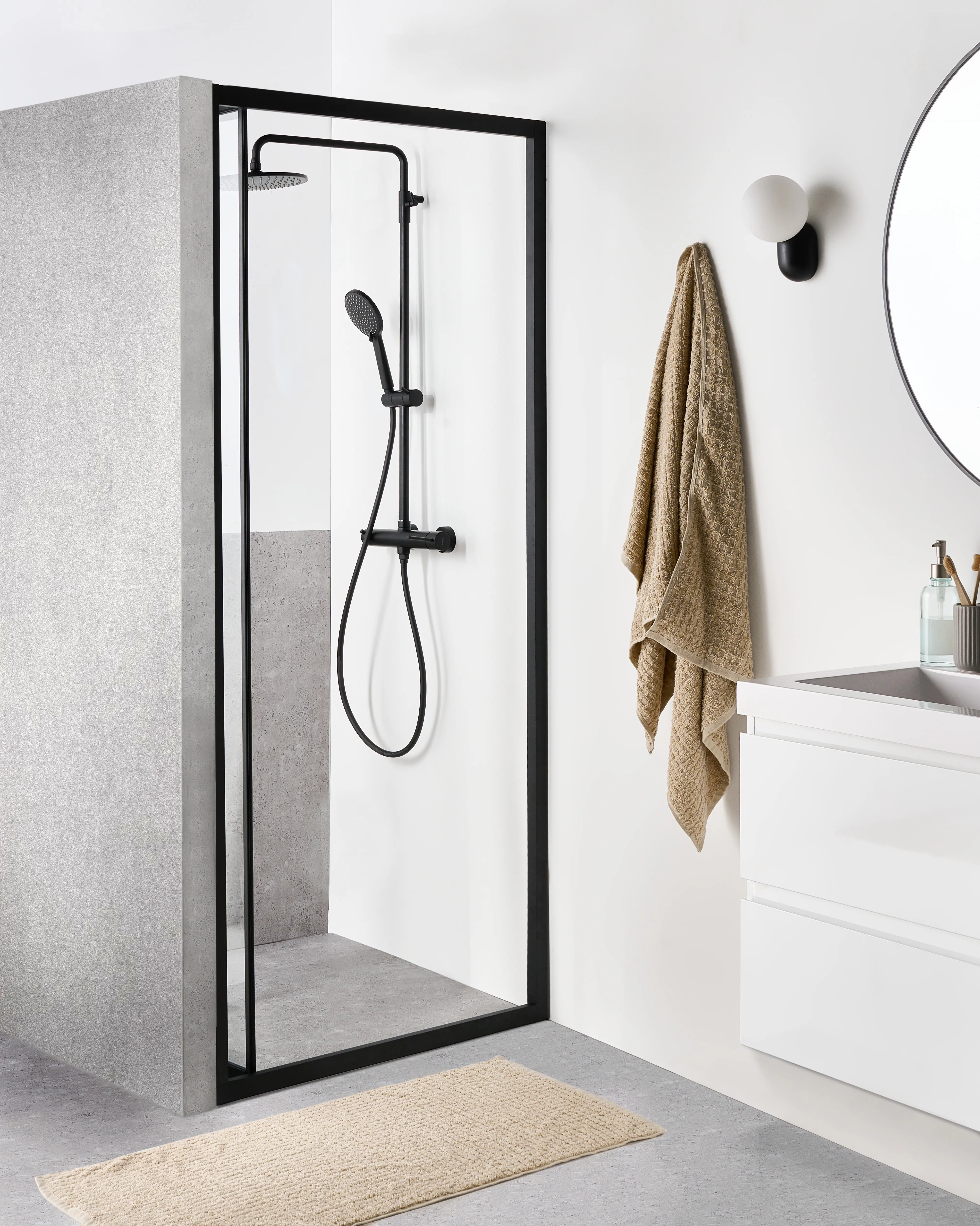 Tweevoudige douchedeur NELTUME 80 x 190 cm Zwart