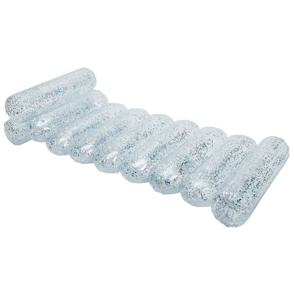 Matelas gonflable piscine paillettes argenté