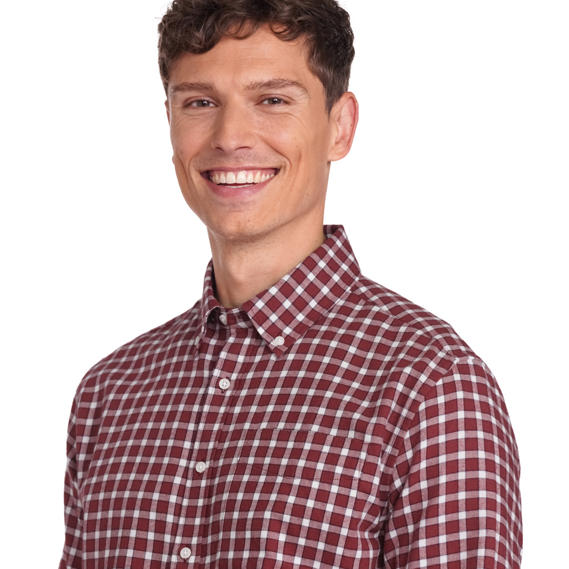 VanVaan Herren Flanellhemd in Regular Fit dunkelrot / weiss