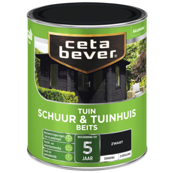 CetaBever Tuinbeits Schuur & Tuinhuis zijdeglans dekkend zwart 750 ml
