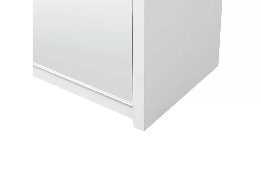 Meuble à chaussures avec 3 compartiments et miroir blanc MIDFIELD