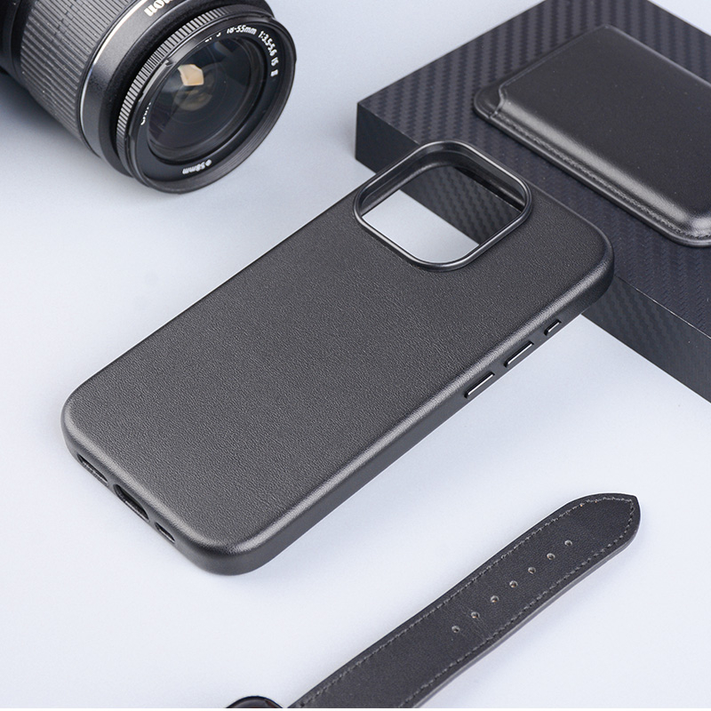 iPhone 15 Pro Max MagSafe Leder Case Schutzhülle - Schwarz