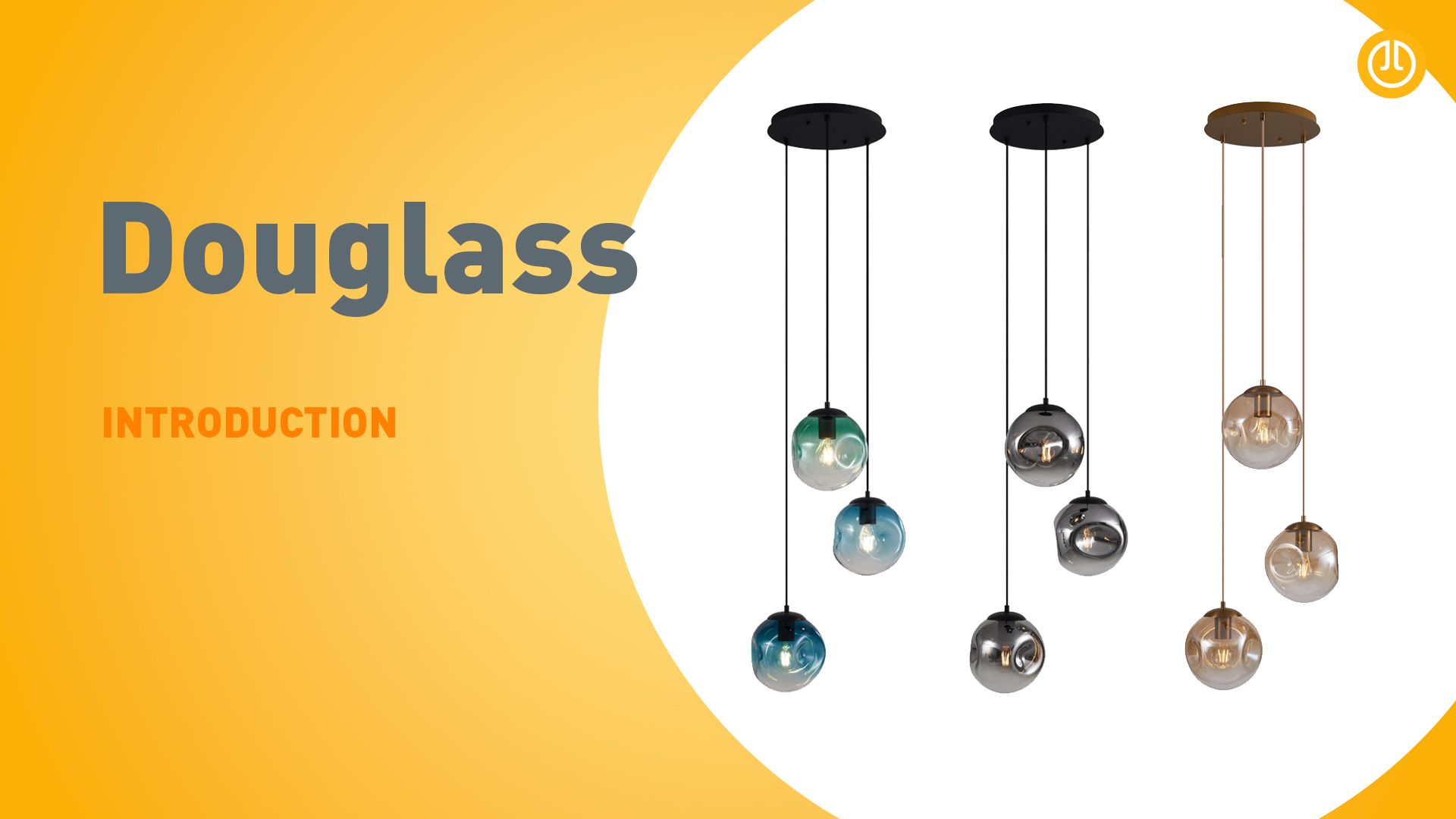 Art deco hanglamp zwart met blauw en groen glas 3-lichts - Douglass