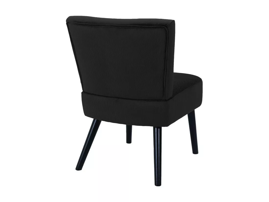 KONAE - Fauteuil Crapaud en Velours Côtelé Noir