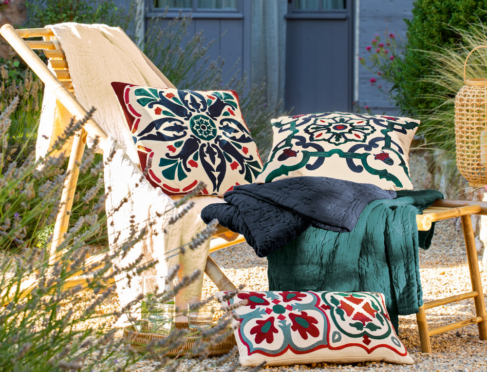 Coussin brodé rectangulaire-Séville