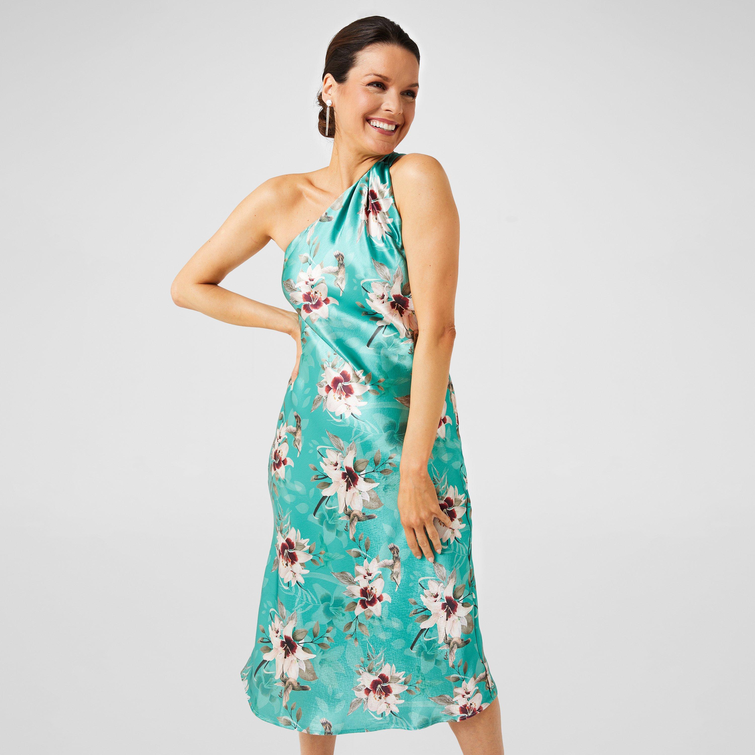 Biba Satin One Shoulder Midi Dress
