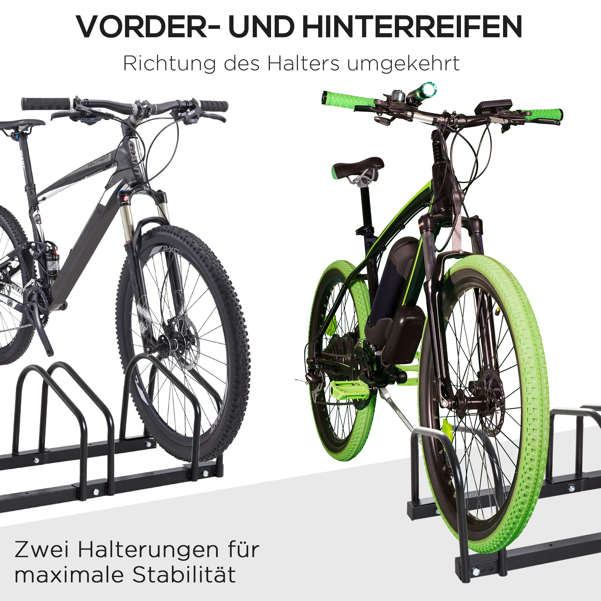 HOMCOM Fahrradhalter mit 6 Halterungen schwarz 179L x 33B x 27H cm