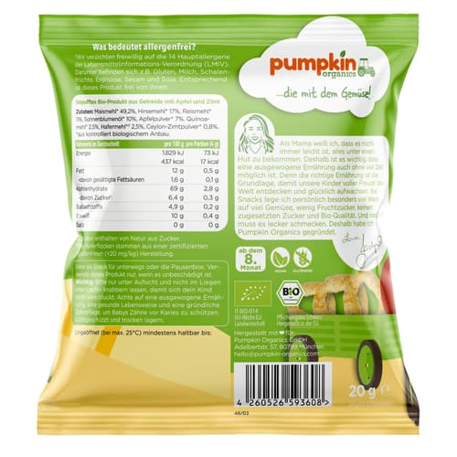 Pumpkin Organics BIO Mehrkorn Ringe Apfel & Zimt