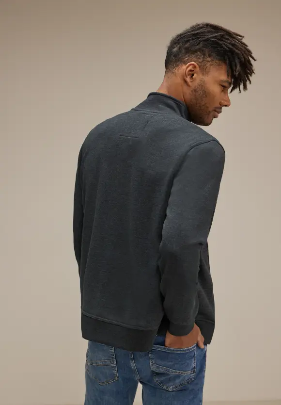 Strukturmix Sweatjacke - anthra grey melange