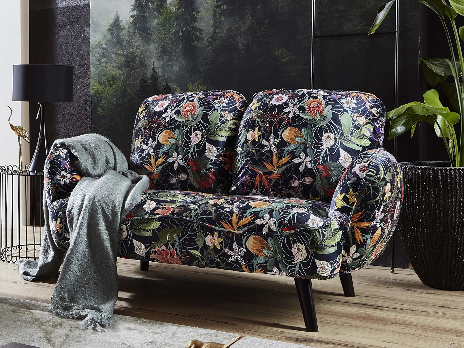 Atlantic Home Collection BEN, 2-Sitzer, Samt, Blumenmuster