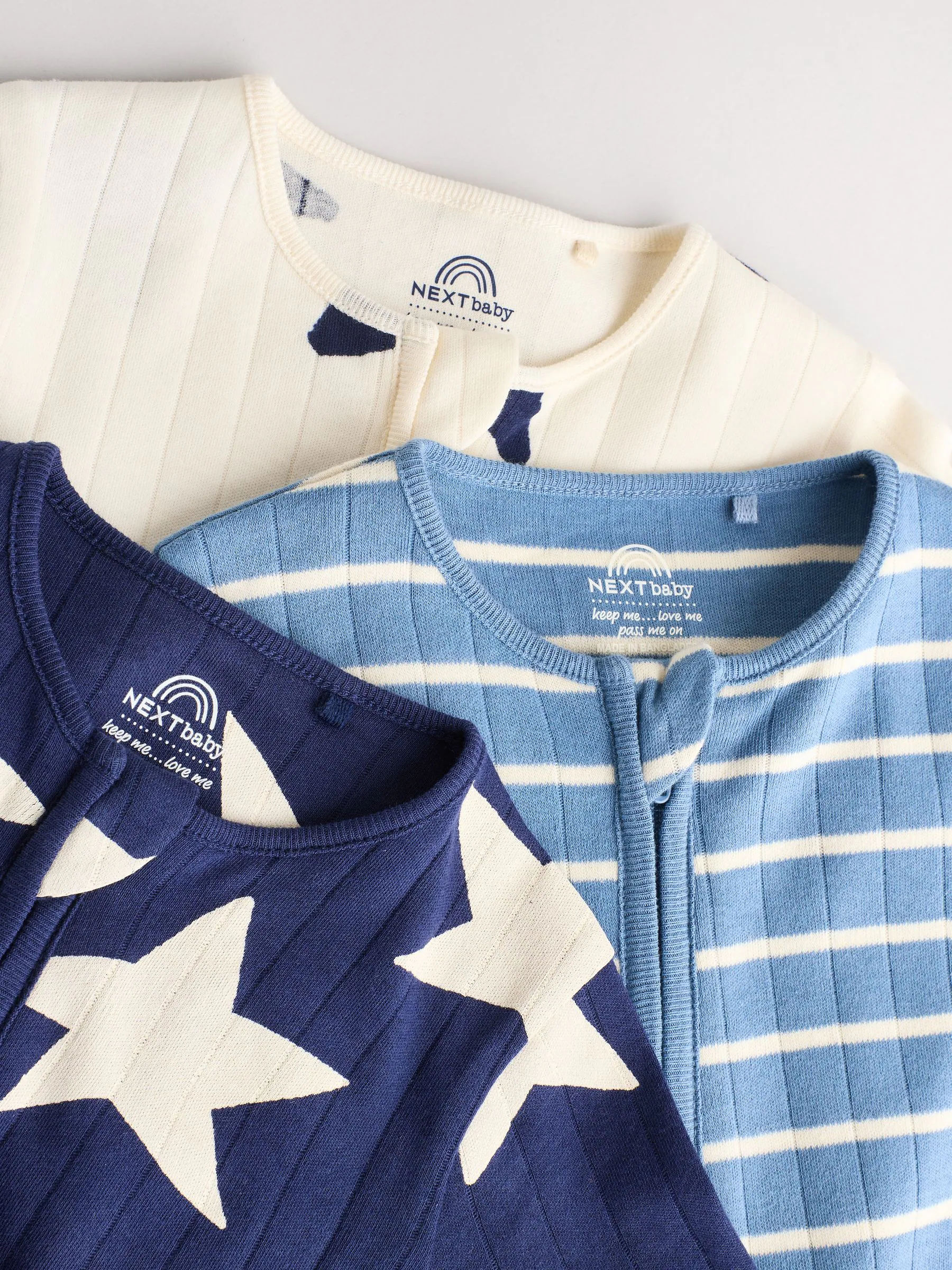 Marineblauw - Sterrenpyjama's 3 set (0mnd-2jaar)