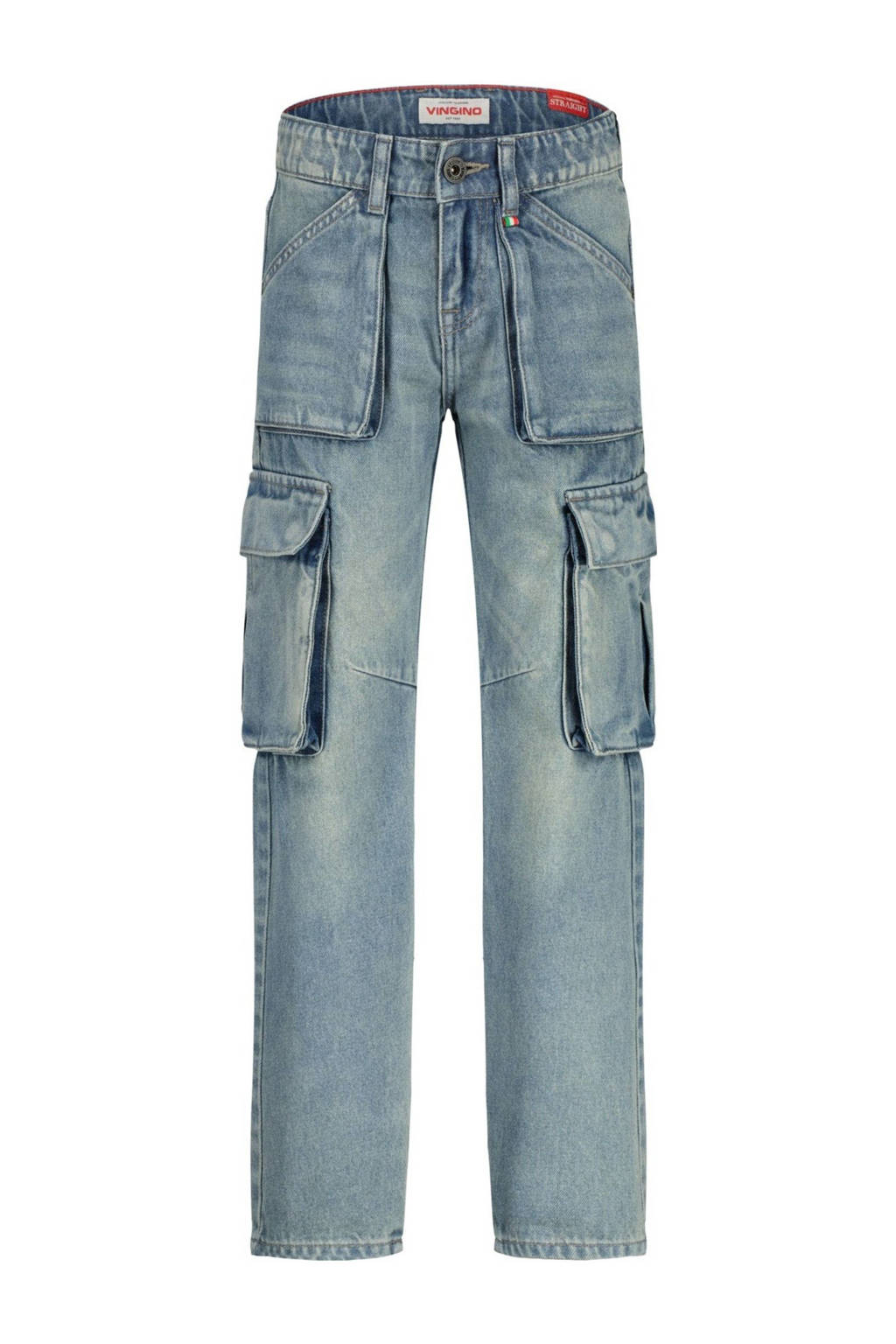 Vingino straight regular waist cargo jeans medium blue denim