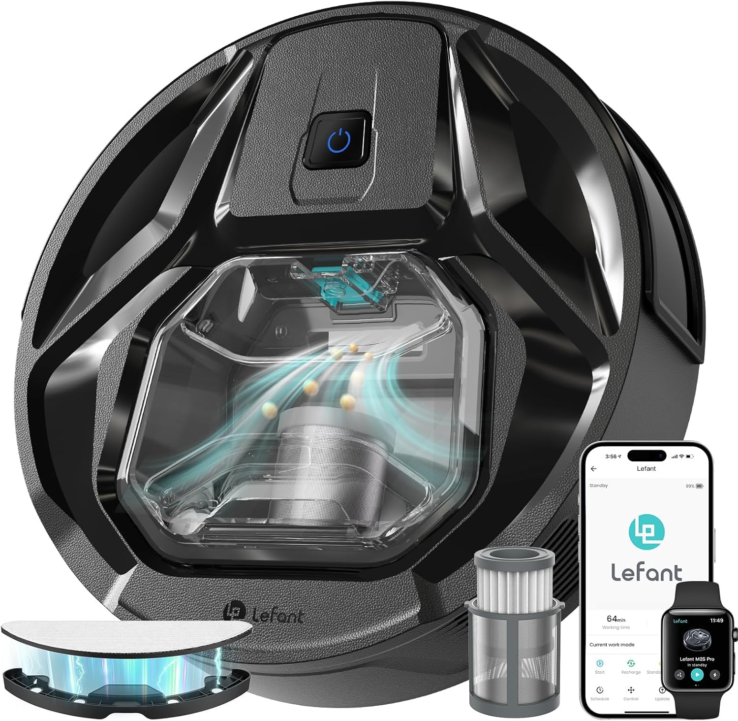 LEFANT M320 Saugroboter, Saugroboter mit Wischfunktion, Staubsauger Roboter mit 6000 Pa Saugkraft, Präzise Hindernisvermeidung, Teppicherkennung, Steuerung per App/Alexa, Sperrzonen-Einstellung