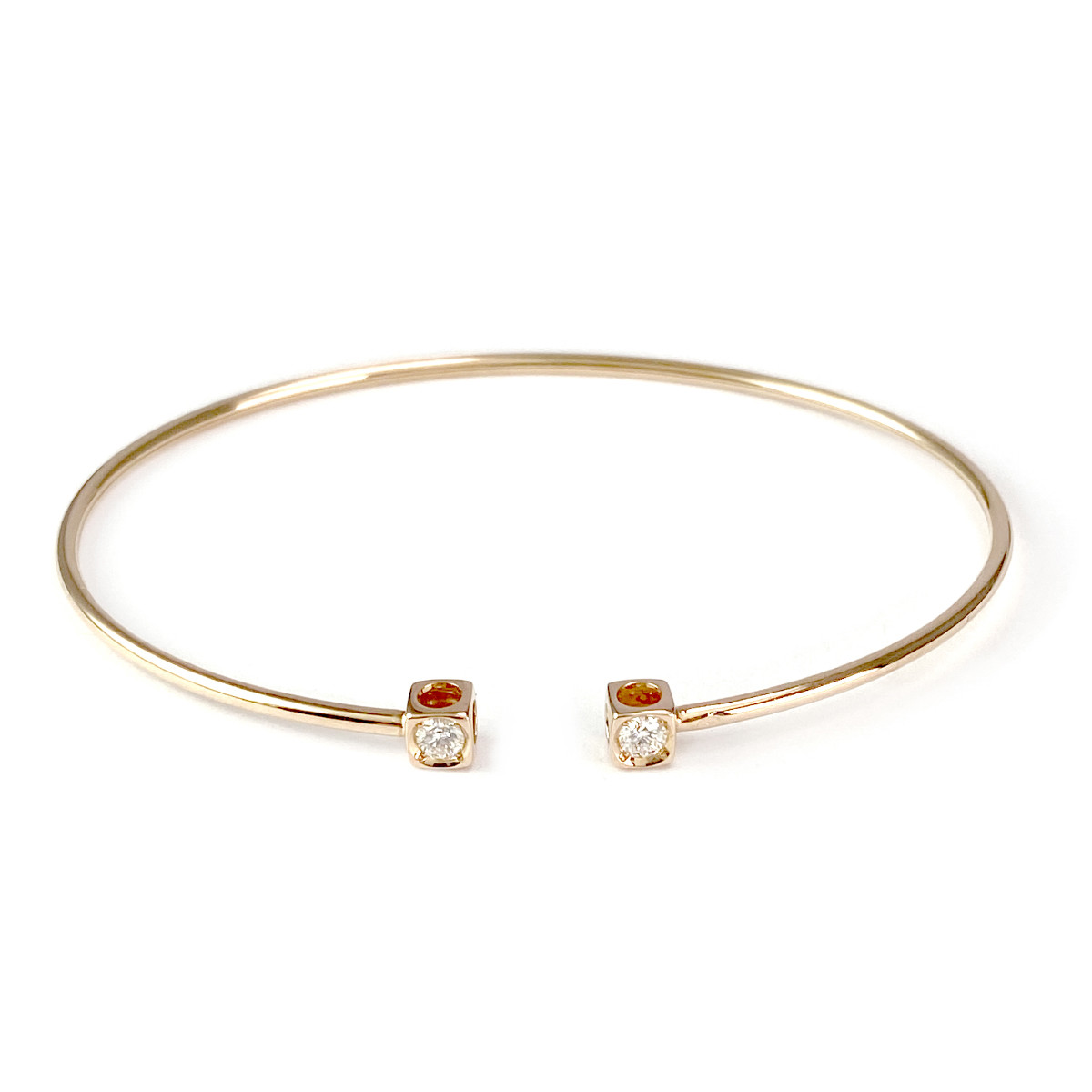 Bracelet le cube diamant DINH VAN d'occasion or 750 rose 60 mm