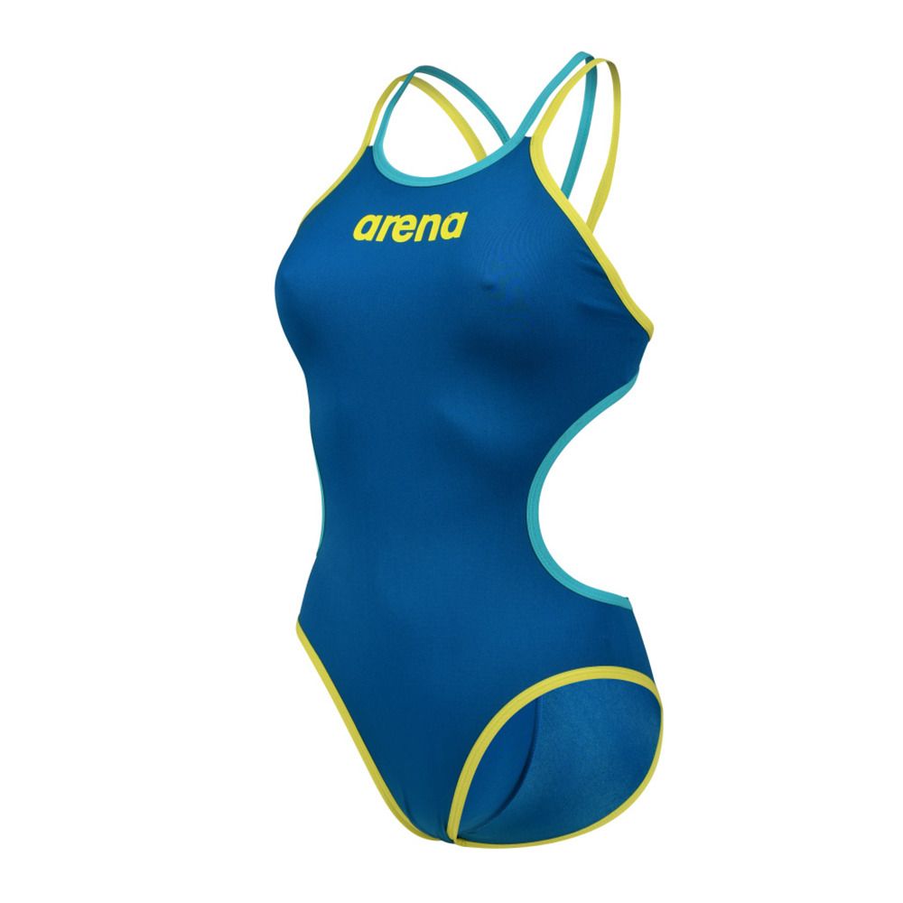 Arena ONE DOUBLE CROSS BACK - Maillot de bain 1 pièce Femme blue cosmo/soft green/wate