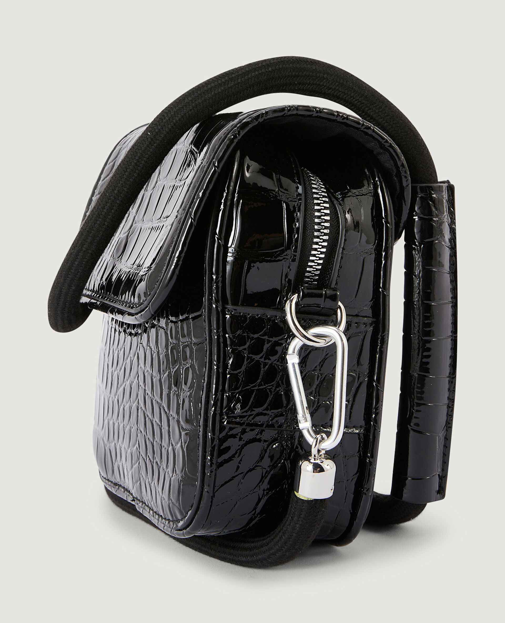 Sac boxy effet croco verni - Noir